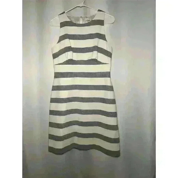 J. Crew Women's Gray Striped Sleeveless Sheath Midi Dress Size 4 - Picture 3 of 12